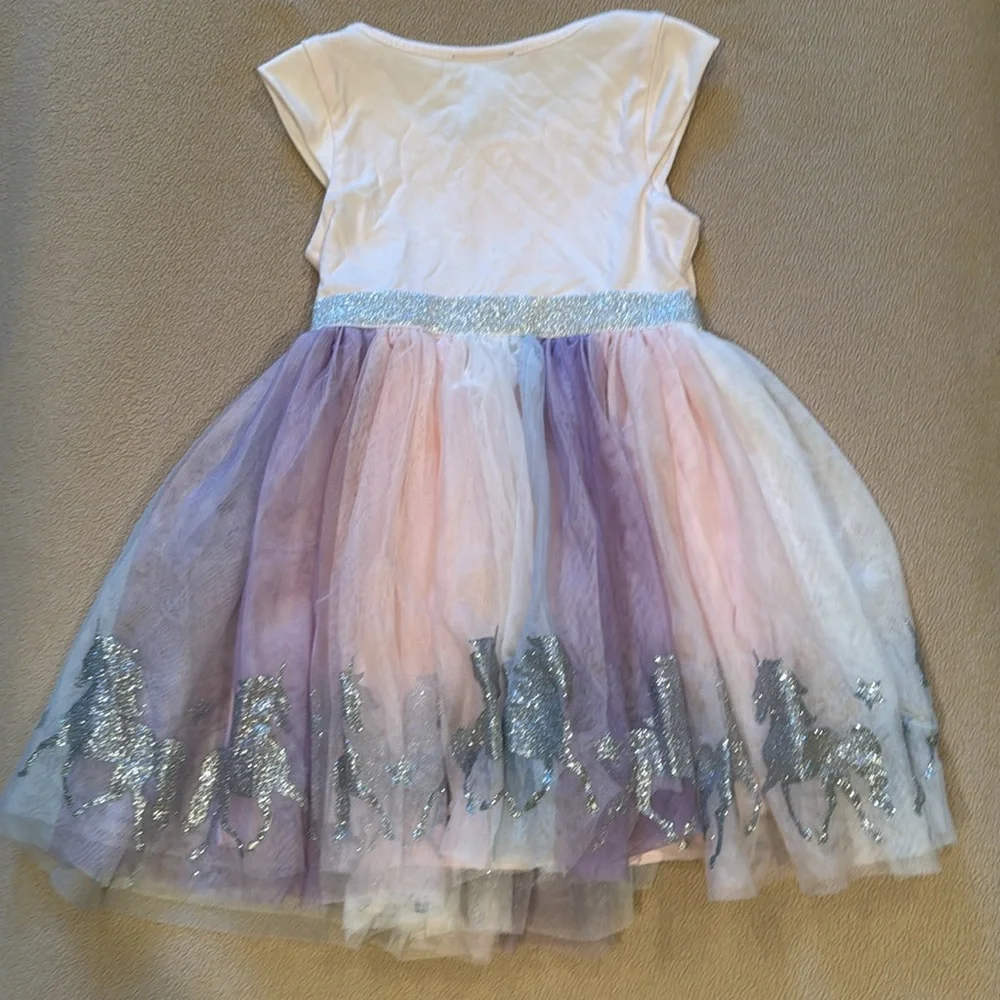 Girls' Pink and Silver Unicorn Dress - Picture 3 of 3
